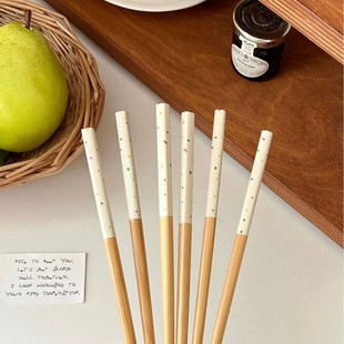 [Yuanjin Bamboo Wood] бытовые бамбуковые палочки для еды, высококачественные бамбуковые палочки в горошек, семейная еда, палочки для еды для одного человека, 24 см