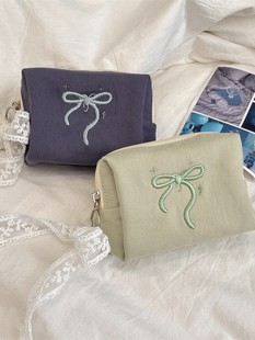 52261 Large Capacity Bow Three-dimensional Cosmetic Bag Storage Bag Internal Layered Card Bag Cosmetic Storage Bag