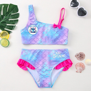 Cross-border popular cartoon Stitch swimsuit two-piece swimsuit girls fashion mermaid swimsuit beach swimsuit