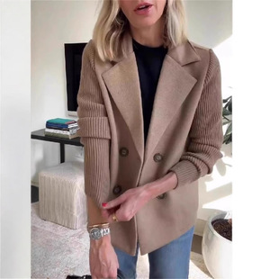 Spring 2025 Europe and the United States cross-border Amazon independent station INS women's suit collar casual coat woolen coat