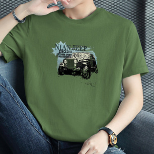 Pure Cotton Short-sleeved T-shirt Men's Summer Loose Round Neck Top Clothes Trendy Brand Fashionable Printed Half-sleeved American-style Pure Cotton T-shirt