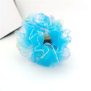 Children's cute simple flower balls hair ring girls dance performance coil hair flower little girl headdress wholesale