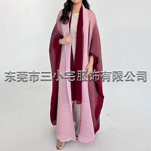 Мияке Мусульманская женская одежда с морщинистым градиентом одежды Abaya Арабский Ближний Восток Этническая длинная свободная куртка