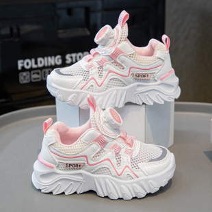 Girls' sneaker Breathable Children's Single Mesh Shoes Summer New Student White Shoes All-match Soft Bottom Girls' Torre Shoes