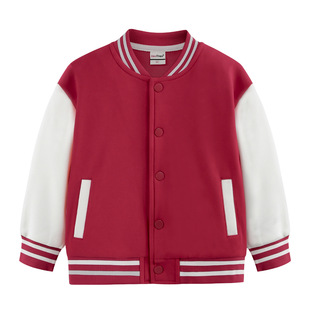 Boys and Girls coat spring, autumn and winter new children's fleece-lined baseball uniform baby cardigan small medium and big children medium thick top