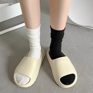 Little Red Riding Book Boneless Socks Deodorant Mid-tube Summer Thin Spring and Autumn White Ins Solid Color Stacked Socks