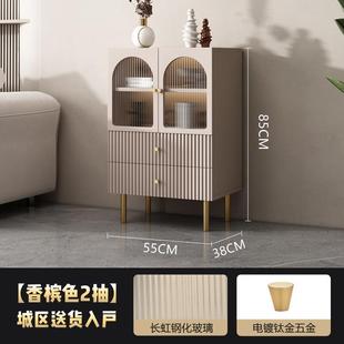 Light Luxury Drawer Cabinet Bedroom Storage Cabinet Cream Style Drawer Cabinet Small Apartment Narrow Cabinet Tv Cabinet Side Cabinet Living Room Direct Sales