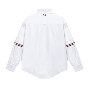 TB JL Wide Double Sleeve Ribbon Women's Shirt Long Sleeve Shirt Loose Cotton Oxford White Shirt