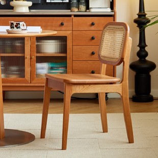 Обеденный стул из цельного дерева домашний обеденный стол и стул Nordic Back chair Японский ротанг Вишневое дерево Рабочий стол офисный стул