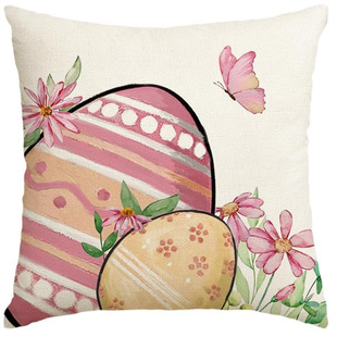 Cross-border hot Easter pillow cover decorative pillow cover spring linen pillow cover material factory direct sales
