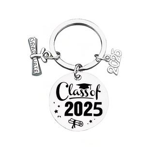 Amazon Cross-border Stainless Steel Pendant 2025 Graduates Keychain Senior high school University Graduation Gift to Friends