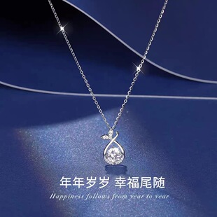 S925 sterling silver fishtail zircon necklace women's new clavicle chain women's light luxury niche design high-grade clavicle necklace