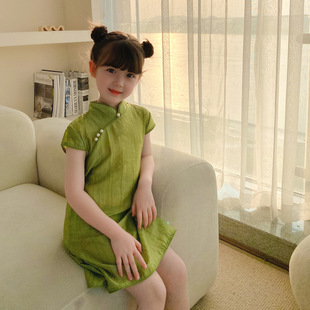 Летнее детское платье Cheongsam для девочек, новое Старинное платье в китайском стиле, детское стильное платье для одного года