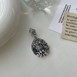 S925 sterling silver zachilam pendant men's and women's retro National style niche design style heavy industry God of Wealth tag