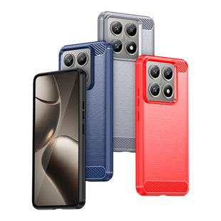 For Xiaomi 14T Mobile Phone Case Xiaomi 14T Pro Brushed Carbon Fiber Protective Case Full Coverage Drop-resistant TPU Soft Case