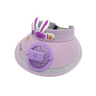 Summer USB rechargeable children's fan sunscreen cap outdoor cartoon boys and girls empty top hat big brim baby sun hat