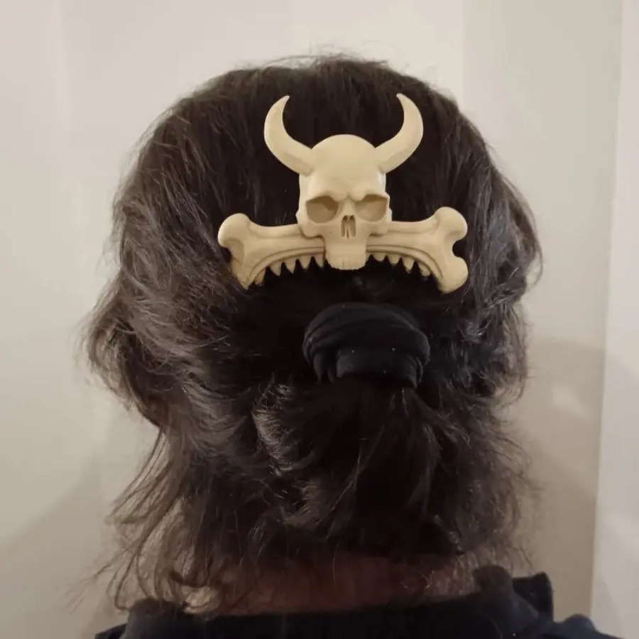 3D Printed Skull Head Hair Comb, Gothic Fashion Demon Skull Hair Comb - 3 Styles Available