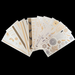 Factory in stock wholesale bronzing tattoo stickers hot European and American retro waterproof tattoo stickers metal tattoo stickers