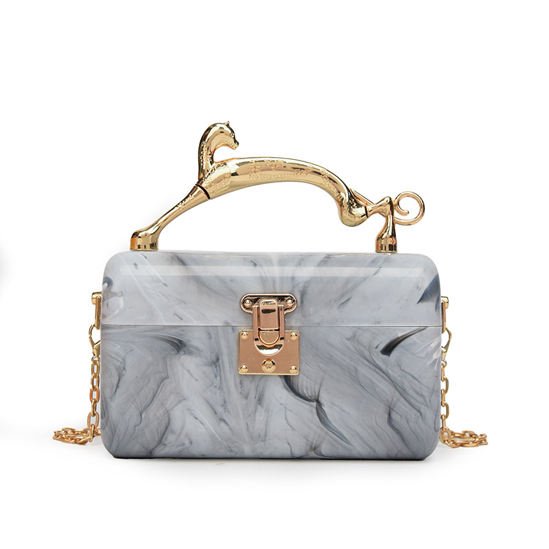 Acrylic box bag, new European and American style, candy-colored evening bag, fashionable and unique handbag, crossbody chain bag.