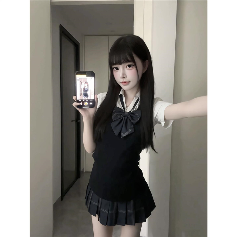 College Japanese Solid Color JK Uniform Knitted Sweater Sweater New Summer Top Vest Vest Original suit