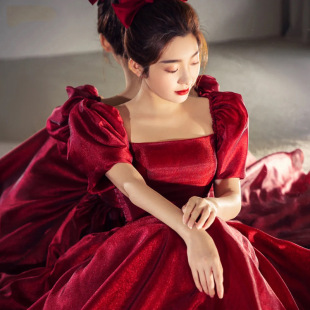 Bride Wedding Toast Dress 2023 New Temperament Celebrity Arm Covering Engagement Door Texture Dress Can Be Wearable at Normal Time