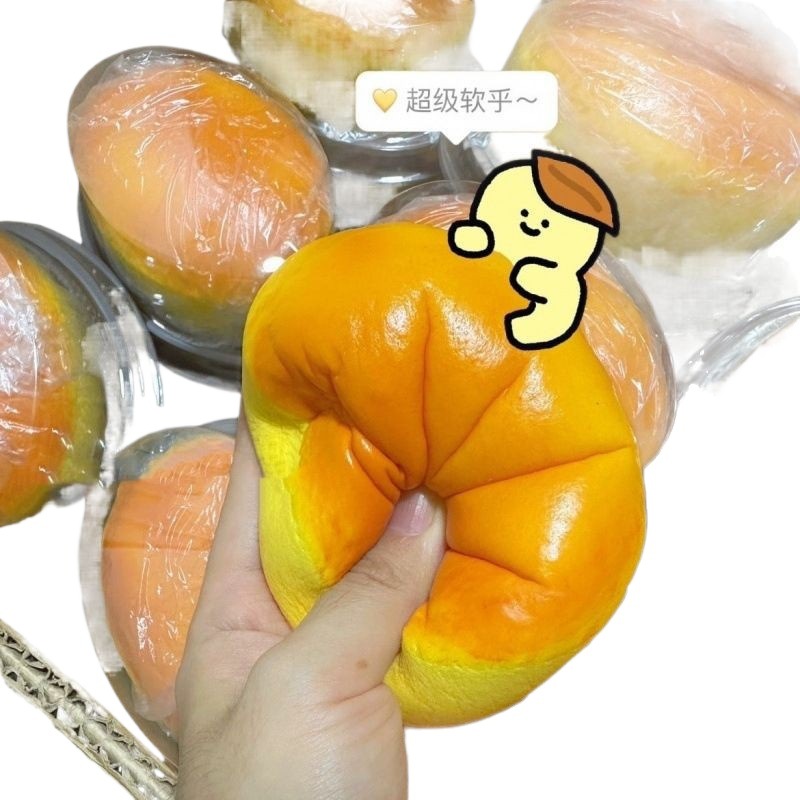 슬로우 리바운드 시뮬레이션 치즈 용암 케이크 빵 토스트 PU 핀치 르 스티키 르 감압 벤트 장난감 식품