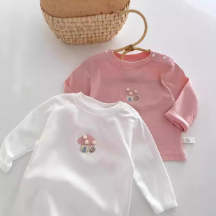 Girls' Solid Color Base Shirt 0-5 Years Old Autumn South Korea Children's Wear Baby Girls' Simple T-Shirt Baby's Autumn Fashion