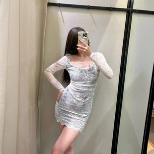 Foreign trade women's 2024 ZA series pure wind backless slim sexy lace short dress 2484121