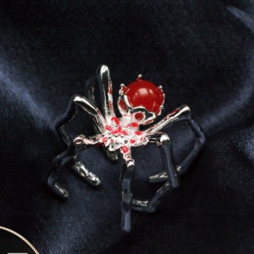 New Cross-Border European and American Spider Dark Punk Ring Ins Niche Design High-End Moonstone Metal Cold