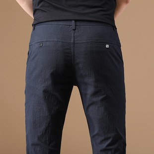 2024 New Casual Pants Men's Slim Fit Tapes Pure Cotton Summer Thin Cool Trousers Linen Cotton and Linen Work