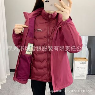 Down jacket women's two-piece Men's winter warm thickened outdoor leisure middle-aged and elderly windproof waterproof plus size coat