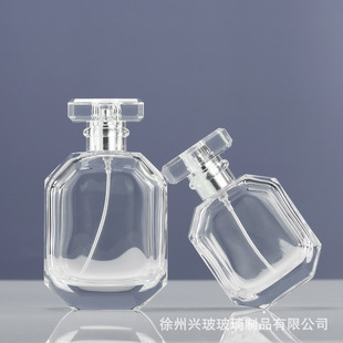 Spot wholesale glass perfume bottle 50ml 100ml bayonet spray hydrating bottle crystal transparent polygonal bottle