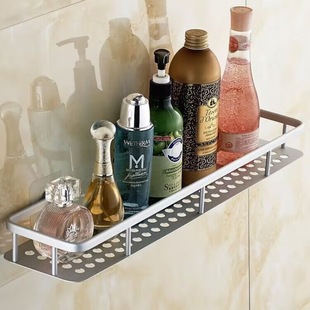 Kitchen bathroom rectangular storage rack perforated space aluminum seasoning rack wall-mounted household rack