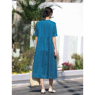 Shenzhen Original High-end Women's Clothing Wholesale 25 Years Spring and Summer New Artistic Travel Loose Age-reducing Linen dress Women