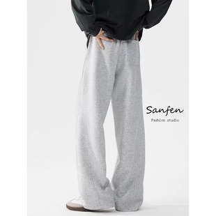 2025 Spring and Summer New Fashion Brand Sweatpants Men's American-style All-match Straight Gray Pants Fashionable Loose Sports Pants