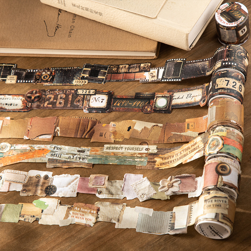Beautiful Day Decorative Washi Tape, Time Capsule Series, 6 Retro Old Film-Themed DIY Designs