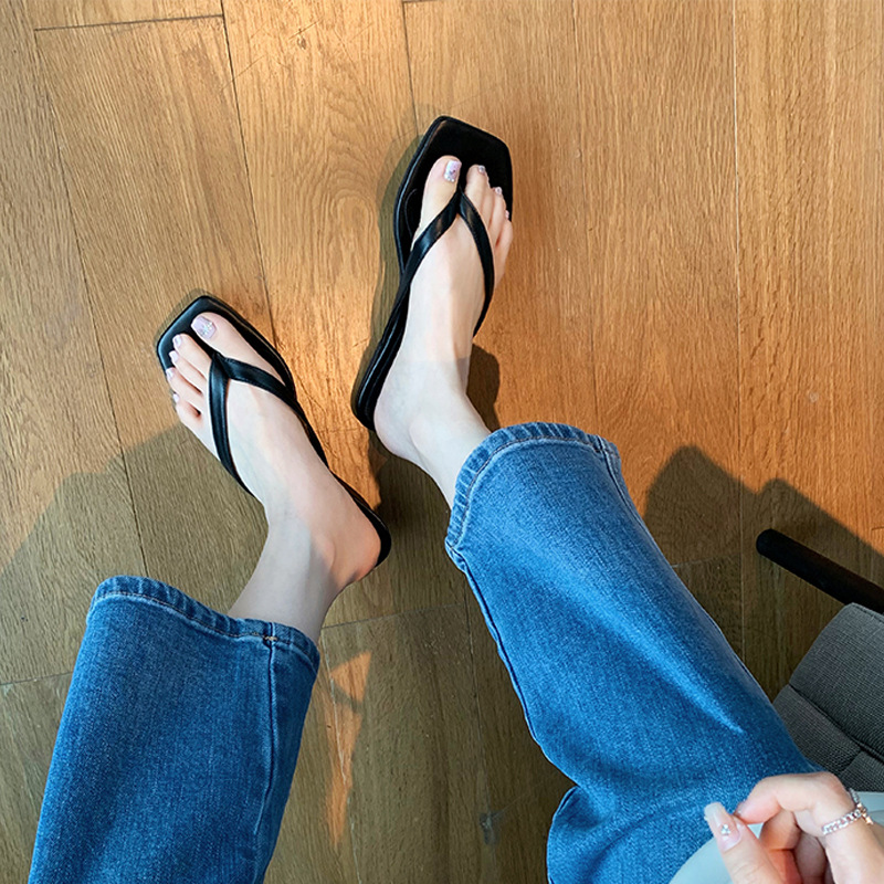 새로운 스타일의 여름 신상품, 헤링본 스타일 슬리퍼, 스퀘어토 캣힐, 여성용 하이힐 샌들