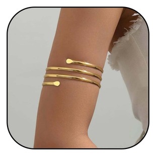 European and American Creative Design New Open Glossy Bracelet Snake-Shaped V-Shaped Upper Arm Bracelet Popular Stylish 2024