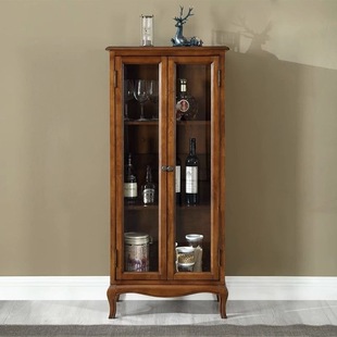 Single Door American Style Solid Wood Bookcase with Door Glass Door Combination Simple Wine Rack Living Room Storage Cabinet High-end Wine Cabinet