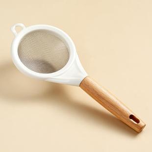 Wooden Handle Stainless Steel Flour Sieve Kitchen Household Baking Fine Leakage Candy Sieve Juice Soybean Milk Residue Filter