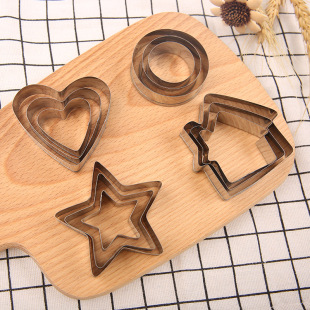 Factory wholesale 12-piece stainless steel biscuit mold cartoon star stainless steel cookie mold cookie baking tool