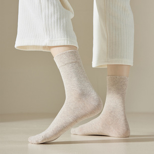 Socks women's autumn and winter mid-calf socks pure cotton sweat-absorbent breathable antibacterial boneless socks women's solid color all-match stockings for women