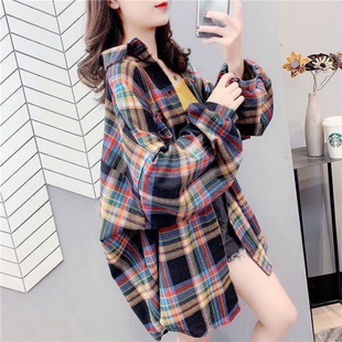 Korean Style High-end Design Sense Niche Shirt Women's 2025 Spring French Style Retro All-match Loose Plaid Shirt Jacket