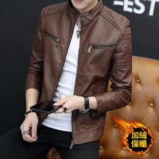 2025 Spring and Autumn European and American Trend Motorcycle Style PU Leather Jacket Men's Jacket Fashion Men's Casual Punk Collar Windproof