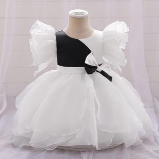 2024 Amazon Europe and the United States new mesh sleeve color matching princess skirt puffy dress skirt girls costume dress