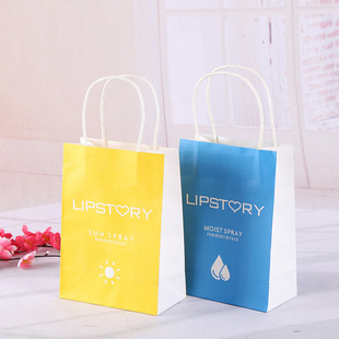 Spot color portable Kraft paper clothing gift bag baking takeaway packaging food packaging paper bag can print Logo