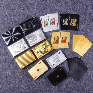 Cross-border Gold Foil Poker Tuhao Gold Plastic Waterproof Poker Souvenir Collection Cards Chess and Cards Spot Direct Marketing