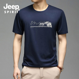 JEEP SPIRIT летняя Молодежная мужская футболка с круглым вырезом, хлопковый дышащий летний топ с короткими рукавами и принтом, впитывающий пот