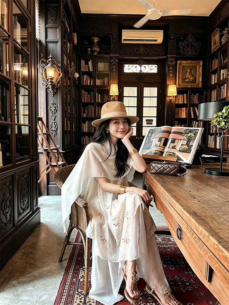 Chiang Mai Flower Shop'Beauty as Simple as Breathing!' Layered Irregular Sheer Embroidered Dress