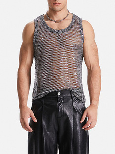 European and American Export New Nightclub Pure Color Fashion Sleeveless Shapewear Leather Jacket European and American Men's Sex Casual Vest for Men